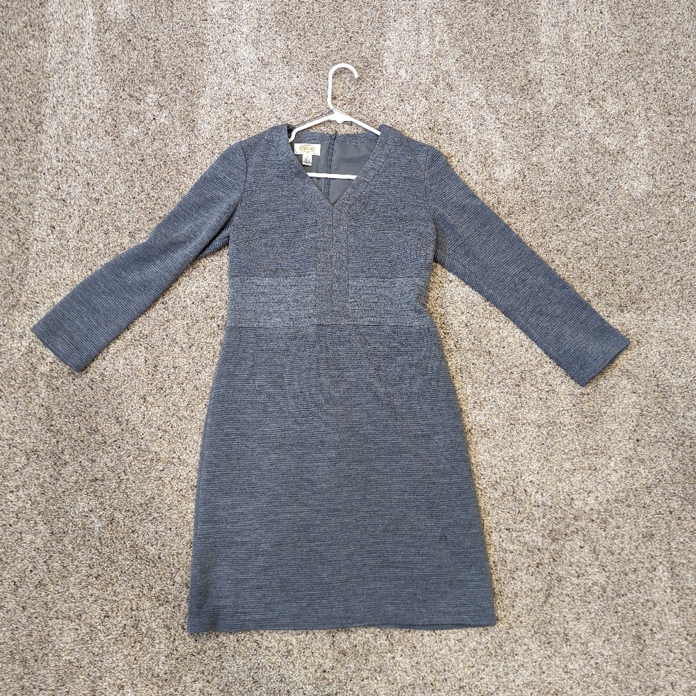 Talbots Light Gray Merino wool blend 3/4 length sleeve dress size 6